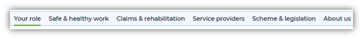 Comcare website main menu